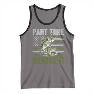 Part Time Hooker Tank Top Funny Fishing Patriotic US Flag Fisherman TS10 Deep Heather Black Print Your Wear