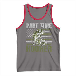 Part Time Hooker Tank Top Funny Fishing Patriotic US Flag Fisherman TS10 Deep Heather Red Print Your Wear