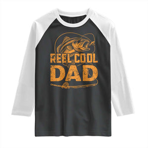 Reel Cool Dad Raglan Shirt Funny Fishing Fisherman Fathers Day TS10 Black White Print Your Wear