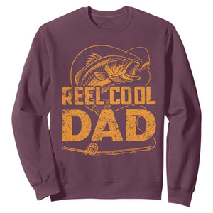 Reel Cool Dad Sweatshirt Funny Fishing Fisherman Fathers Day TS10 Maroon Print Your Wear