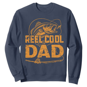 Reel Cool Dad Sweatshirt Funny Fishing Fisherman Fathers Day TS10 Navy Print Your Wear