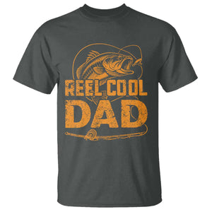 Reel Cool Dad T Shirt Funny Fishing Fisherman Fathers Day TS10 Dark Heather Print Your Wear