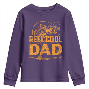 Reel Cool Dad Youth Sweatshirt Funny Fishing Fisherman Fathers Day TS10 Purple Print Your Wear