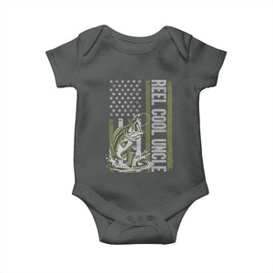 Uncle Fishing Baby Onesie Reel Cool Uncle Fisherman US Flag TS10 Dark Heather Print Your Wear