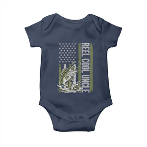 Uncle Fishing Baby Onesie Reel Cool Uncle Fisherman US Flag TS10 Navy Print Your Wear
