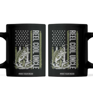 Uncle Fishing Coffee Mug Reel Cool Uncle Fisherman US Flag TS10 Black Print Your Wear