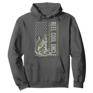 Uncle Fishing Hoodie Reel Cool Uncle Fisherman US Flag TS10 Dark Heather Print Your Wear