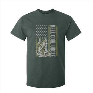 Uncle Fishing T Shirt For Kid Reel Cool Uncle Fisherman US Flag TS10 Dark Forest Green Print Your Wear