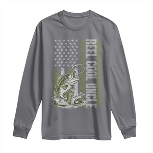 Uncle Fishing Long Sleeve Shirt Reel Cool Uncle Fisherman US Flag TS10 Charcoal Print Your Wear