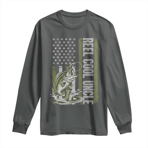 Uncle Fishing Long Sleeve Shirt Reel Cool Uncle Fisherman US Flag TS10 Dark Heather Print Your Wear