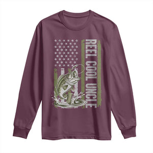 Uncle Fishing Long Sleeve Shirt Reel Cool Uncle Fisherman US Flag TS10 Maroon Print Your Wear