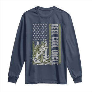 Uncle Fishing Long Sleeve Shirt Reel Cool Uncle Fisherman US Flag TS10 Navy Print Your Wear