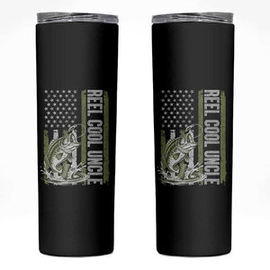 Uncle Fishing Skinny Tumbler Reel Cool Uncle Fisherman US Flag TS10 Black Print Your Wear