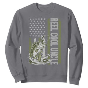 Uncle Fishing Sweatshirt Reel Cool Uncle Fisherman US Flag TS10 Charcoal Print Your Wear