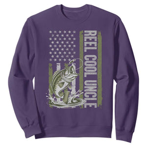 Uncle Fishing Sweatshirt Reel Cool Uncle Fisherman US Flag TS10 Purple Print Your Wear