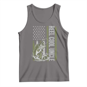 Uncle Fishing Tank Top Reel Cool Uncle Fisherman US Flag TS10 Deep Heather Print Your Wear