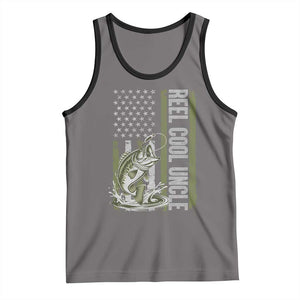 Uncle Fishing Tank Top Reel Cool Uncle Fisherman US Flag TS10 Deep Heather Black Print Your Wear