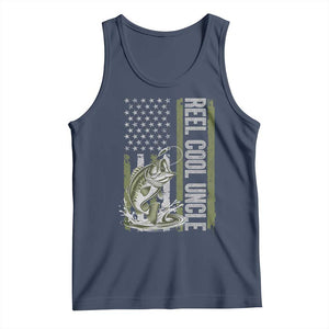 Uncle Fishing Tank Top Reel Cool Uncle Fisherman US Flag TS10 Navy Print Your Wear