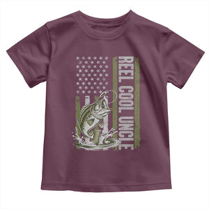 Uncle Fishing Toddler T Shirt Reel Cool Uncle Fisherman US Flag TS10 Maroon Print Your Wear