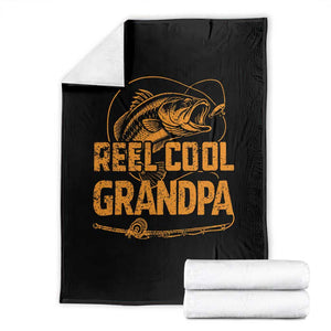 Reel Cool Grandpa Throw Blanket Funny Fishing Fisherman Fathers Day TS10 Black Print Your Wear