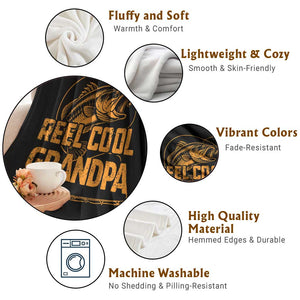 Reel Cool Grandpa Throw Blanket Funny Fishing Fisherman Fathers Day TS10 Print Your Wear