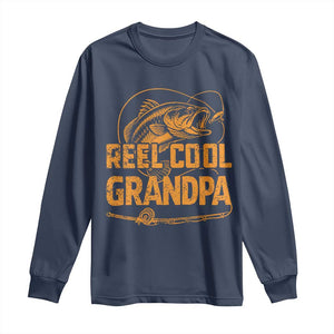 Reel Cool Grandpa Long Sleeve Shirt Funny Fishing Fisherman Fathers Day TS10 Navy Print Your Wear