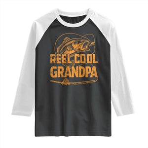 Reel Cool Grandpa Raglan Shirt Funny Fishing Fisherman Fathers Day TS10 Black White Print Your Wear
