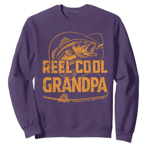 Reel Cool Grandpa Sweatshirt Funny Fishing Fisherman Fathers Day TS10 Purple Print Your Wear