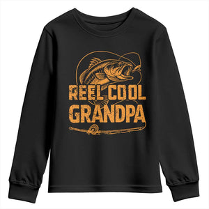 Reel Cool Grandpa Youth Sweatshirt Funny Fishing Fisherman Fathers Day TS10 Black Print Your Wear