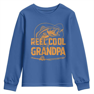 Reel Cool Grandpa Youth Sweatshirt Funny Fishing Fisherman Fathers Day TS10 Royal Blue Print Your Wear