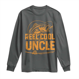 Reel Cool Uncle Long Sleeve Shirt Funny Fishing Fisherman Fathers Day TS10 Dark Heather Print Your Wear