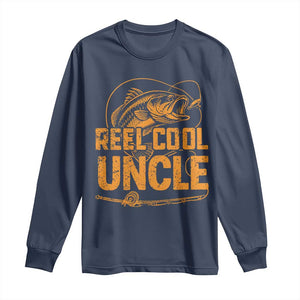 Reel Cool Uncle Long Sleeve Shirt Funny Fishing Fisherman Fathers Day TS10 Navy Print Your Wear
