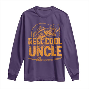 Reel Cool Uncle Long Sleeve Shirt Funny Fishing Fisherman Fathers Day TS10 Purple Print Your Wear
