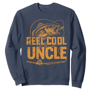 Reel Cool Uncle Sweatshirt Funny Fishing Fisherman Fathers Day TS10 Navy Print Your Wear