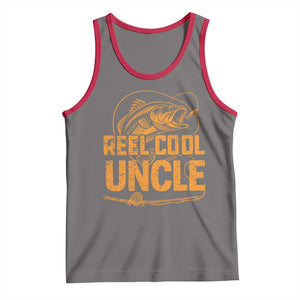 Reel Cool Uncle Tank Top Funny Fishing Fisherman Fathers Day TS10 Deep Heather Red Print Your Wear