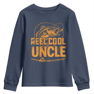 Reel Cool Uncle Youth Sweatshirt Funny Fishing Fisherman Fathers Day TS10 Navy Print Your Wear