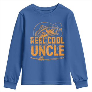 Reel Cool Uncle Youth Sweatshirt Funny Fishing Fisherman Fathers Day TS10 Royal Blue Print Your Wear