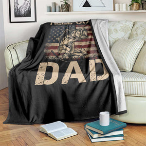 Reel Cool Dad Throw Blanket Funny Fishing USA Flag Patriotic Fisherman Fathers Day TS10 Print Your Wear