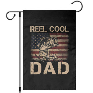 Reel Cool Dad Garden Flag Funny Fishing USA Flag Patriotic Fisherman Fathers Day TS10 Black Print Your Wear