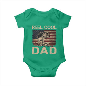 Reel Cool Dad Baby Onesie Funny Fishing USA Flag Patriotic Fisherman Fathers Day TS10 Irish Green Print Your Wear