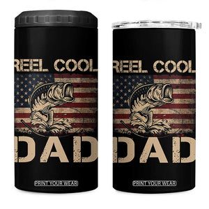 Reel Cool Dad 4 in 1 Can Cooler Tumbler Funny Fishing USA Flag Patriotic Fisherman Fathers Day TS10 One Size: 16 oz Black Print Your Wear