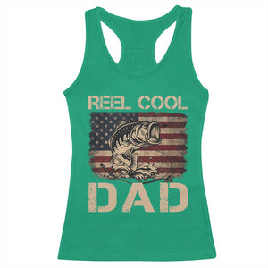 Reel Cool Dad Racerback Tank Top Funny Fishing USA Flag Patriotic Fisherman Fathers Day TS10 Irish Green Print Your Wear