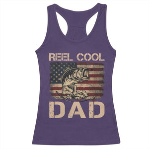 Reel Cool Dad Racerback Tank Top Funny Fishing USA Flag Patriotic Fisherman Fathers Day TS10 Purple Print Your Wear