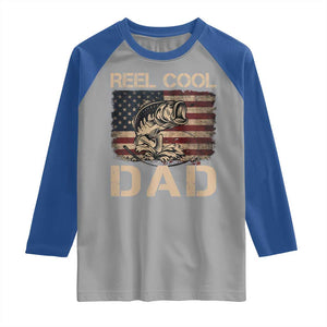 Reel Cool Dad Raglan Shirt Funny Fishing USA Flag Patriotic Fisherman Fathers Day TS10 Sport Gray Royal Print Your Wear