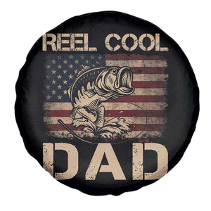 Reel Cool Dad Spare Tire Cover Funny Fishing USA Flag Patriotic Fisherman Fathers Day TS10 Print Your Wear