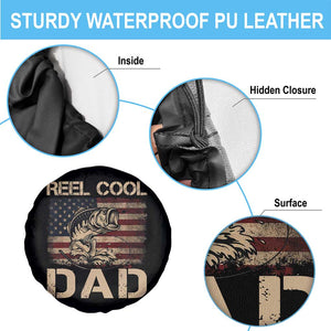 Reel Cool Dad Spare Tire Cover Funny Fishing USA Flag Patriotic Fisherman Fathers Day TS10 Print Your Wear