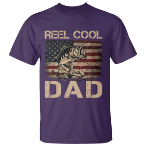 Reel Cool Dad T Shirt Funny Fishing USA Flag Patriotic Fisherman Fathers Day TS10 Purple Print Your Wear