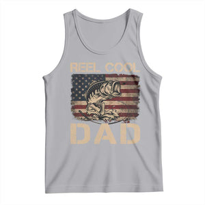 Reel Cool Dad Tank Top Funny Fishing USA Flag Patriotic Fisherman Fathers Day TS10 Athletic Heather Print Your Wear