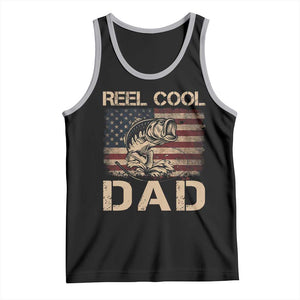 Reel Cool Dad Tank Top Funny Fishing USA Flag Patriotic Fisherman Fathers Day TS10 Black Athletic Heather Print Your Wear