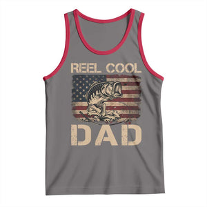 Reel Cool Dad Tank Top Funny Fishing USA Flag Patriotic Fisherman Fathers Day TS10 Deep Heather Red Print Your Wear